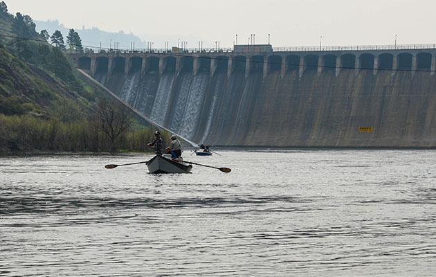 boats below the dam